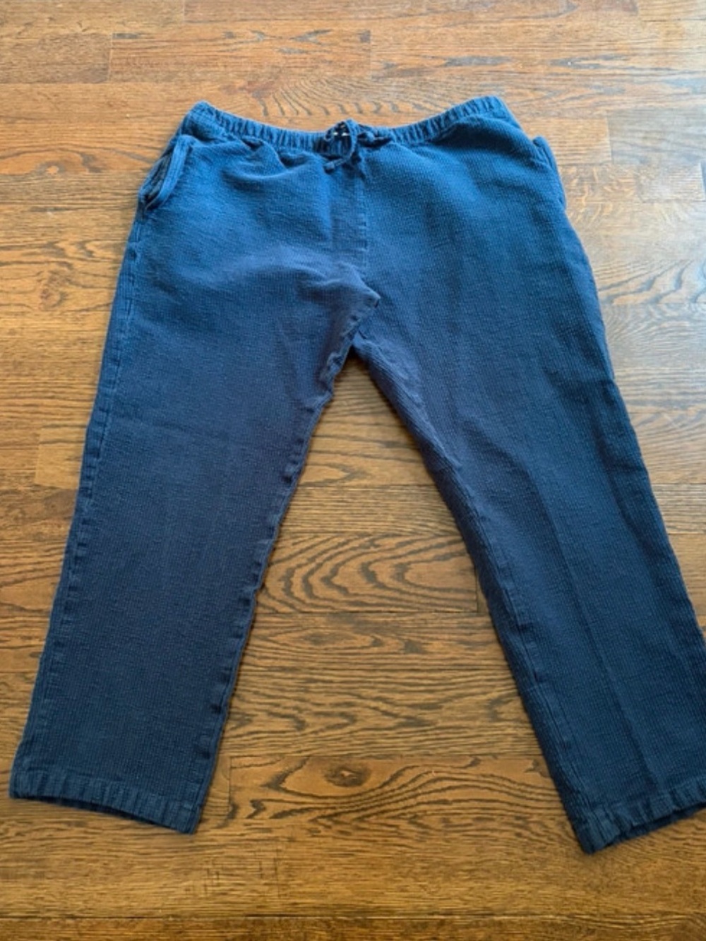 Onia Navy Blue Drawstring seersucker pants